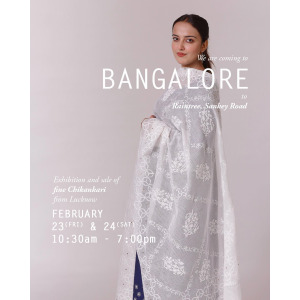 Save the date! 

Fine elevated chikankari is making it’s way back to Bangalore for the first exhibition of 2024. 

Mita Dass will be at Rain Tree on Friday the 23rd & Saturday the 24th of February from 10:30 am - 7:00 pm. 

In store, we’ll have our awaite